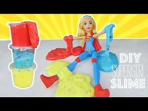 Supergirl Mixing All My Slimes | Superhero Slime Experiment Play DIY SLIMES Kids Cooking and Crafts