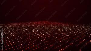Dynamic wave of glowing particles. Data flow information. Concept of digital communication. Big data visualization. 3D rendering. 4k animation.