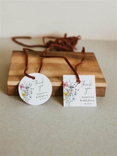 Editable Wildflower Gift Tag Template, Printable Floral Stickers, Modern Gift Basket Labels, Wedding Favor Tags, Instant Download, DIY - Etsy