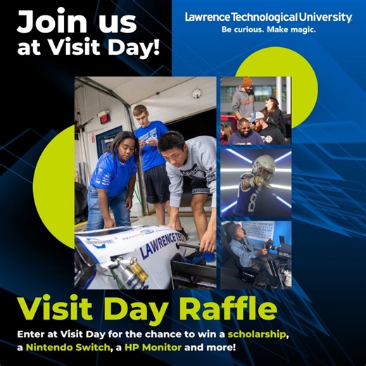 13 reactions | Ready to take your education to the next level?  Join us at Lawrence Technological University's Visit Day on Nov. 18 and discover unique opportunities that will set you up for success!  ✨ Be curious. Make magic. ✨ #WeAreLTU | Lawrence Technological University | Facebook