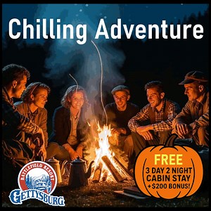 Which kind of 𝘊𝘩𝘪𝘭𝘭𝘪𝘯𝘨 𝘈𝘥𝘷𝘦𝘯𝘵𝘶𝘳𝘦 are you in for this spooky season? '𝘊𝘩𝘪𝘭𝘭𝘪𝘯𝘨' with friends around the campfire toasting smore's and making memories or walking through a haunted house after sharing '𝘤𝘩𝘪𝘭𝘭𝘪𝘯𝘨' ghost stories around the campfire Regardless of which one is your vibe, we're here for it! 🎃 𝗙𝗥𝗘𝗘 𝟯 𝗗𝗮𝘆/𝟮 𝗡𝗶𝗴𝗵𝘁 𝗦𝘁𝗮𝘆 Choose your adventure: Cozy Cabin OR Full Hook-Up RV Site 𝗕𝗢𝗡𝗨𝗦: We're throwing in s'mores supplies and $200! All you
