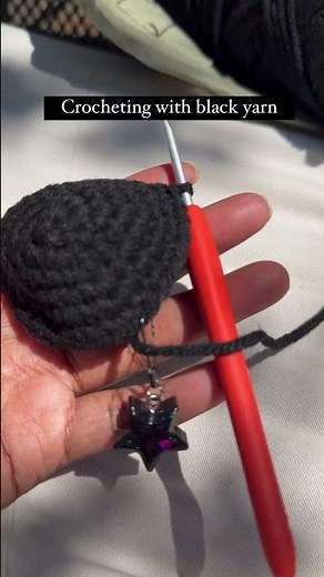 Crocheting with black yarn