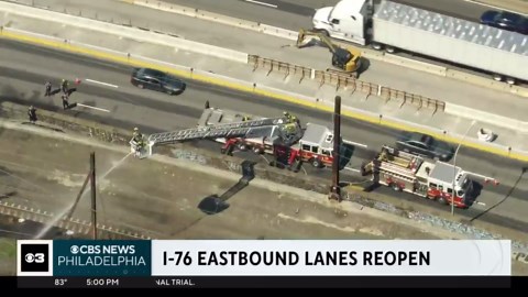 I-76 eastbound lanes reopen near the Schuylkill Expressway after brush fire
