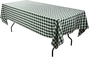 E-TEX Rectangle Tablecloth - 60 x 102 Inch - Green and White Rectangular Table Cloth for 6 Foot Table in Washable Polyester