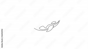 Animated self drawing of single continuous line draw big adorable orca for company logo identity. Killer whale mascot concept for scuba diving lover icon. Full length one line animation illustration. Stock Video