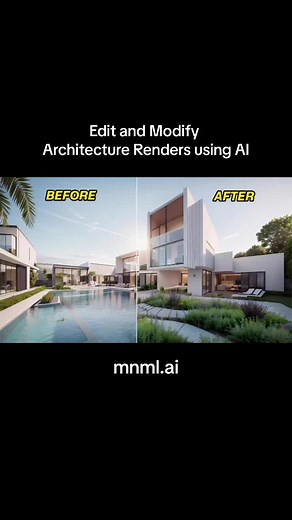 Edit and modify architecture renders using AI in seconds on mnml.ai #archviz #airender #aiarchitecture #architecture #mnmlai
