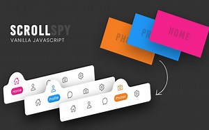 使用HTML、CSS和Javascript创建Scrollspy滚动页面显示当前图标导航菜单 | 源码下载