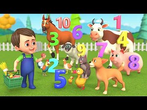 Baby Feeding Food to Hungry Farm Animals & Learning Numbers 1-10 - Farm Animals Sounds & Names