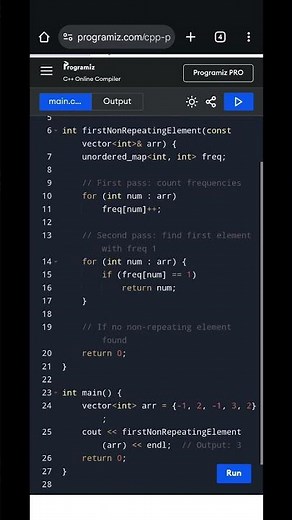 First Non-Repeating Element in an Array | C++ Hash Map Solution in O(n)