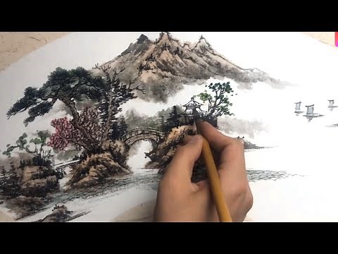 Oriental Landscape painting in Chinese Ink
