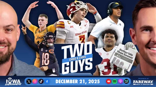 Rocco Becht announces he's leaving Iowa State to play at another school for his senior season. Star corner Jontez Williams also announces he's hitting the portal. What's the future plan for the Cyclones at QB? In Iowa City, special teams coordinator LeVar Woods is leaving the program to join Pat Fitzgerald's staff at Michigan State. The CFP First Round sees Alabama, Ole Miss, Miami, and Oregon advance. The Bears pull off a miraculous comeback over the Packers. Presented by Fareway! | Chris Willi