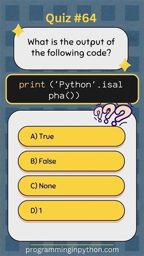 Python Quiz 64 - What's the Answer? - Quiz #64 #python #shorts #quiz #codingchallenge