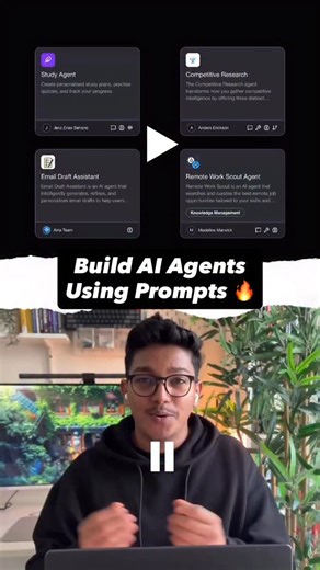 You can now build AI agents just using prompts🔥 Comment AI and I’ll send you the link to build your first agent. | Code With Harshad