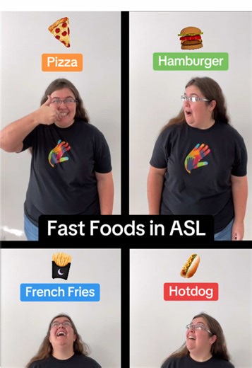 🌭 How to sign Pizza, Burger, Hotdog, and French Fries in ASL | #learnasl #fastfoodlife #asl #foodtiktok #learnontiktok