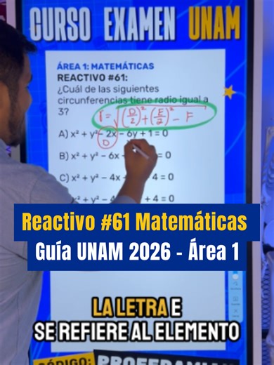 Reactivo #61 de Matemáticas - Guía UNAM 2026