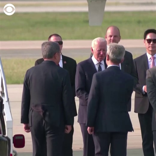 President Biden arrived in South Korea Friday as part of his first trip to Asia, meeting with South Korean Foreign Minister Park Jin at Osan Air Base. https://cbsn.ws/3MEeJgc | CBS News