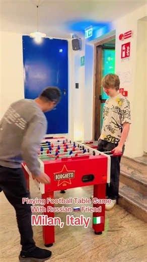 Playing football table game with Russian Friend in Milan Italy @M.Tanveer 🇵🇰🇪🇺🇮🇹 #visamaster
