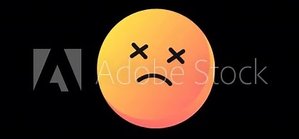 4K Animated dead emoji with X eyes and a sad, curved mouth. Transparent background. alpha channel