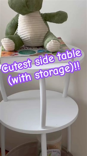 Small Round Side Table with Storage Basket | Perfect for Nursery or Small Spaces