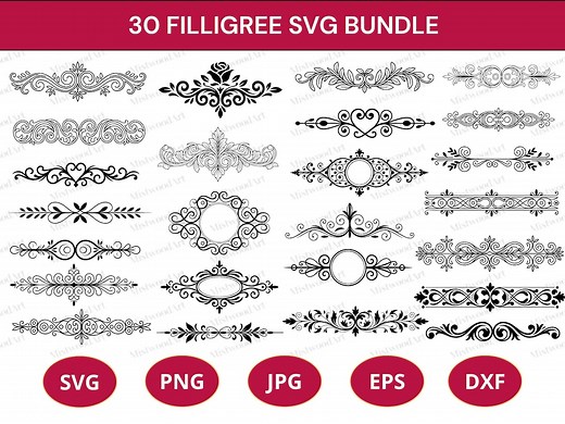 Filigree SVG Bundle, Elegant Scroll Flourish Designs, Vintage Ornamental Borders, Swirl Patterns, Decorative Frames for Cricut & Laser Cut - Etsy