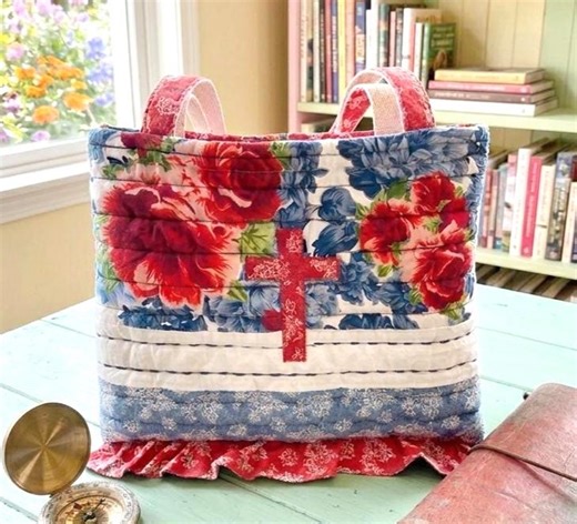 Quilted Christian Tote Bag Church Bible Bag Magnetic Closure Pocket - Etsy