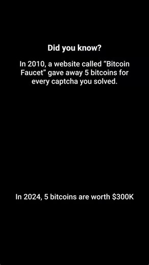 Dream DriveHQ on Instagram: "In 2010, a website called “Bitcoin Faucet” gave away 5 bitcoins for simply solving a captcha. At the time, bitcoin was a new and largely unknown digital currency, and this was one way to introduce it to early adopters. Fast forward to 2024, and the value of those 5 bitcoins has skyrocketed to around $300,000. What once seemed like small change has turned into a significant fortune, highlighting the unpredictable rise of cryptocurrency. This example shows how early ad