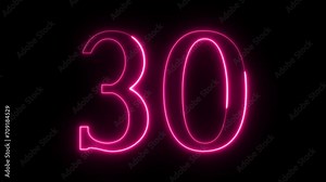 Number on Neon loop animation. frame video 4K shiny number, Neon Number Burning Effect, Count Number Stock Video