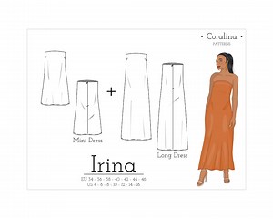 Strapless Slip Dress PDF Sewing Pattern | Sizes 4-16 (EU 34-46) | Two Length Options | Instant Download - Etsy