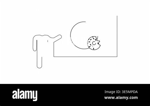 A simple line drawing of a person presenting a donut chart representing time management on a whiteboard. Minimalist and clean design.