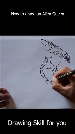 how to draw an alien part 1shorts,from the movie alien vs predator,alien queen