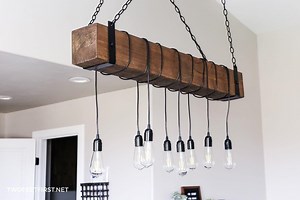 DIY Farmhouse Wood Beam Chandelier - TwoFeetFirst