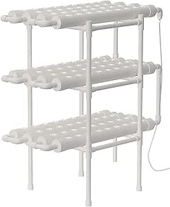 Hydroponics Growing System Kit,3 Levels 108 Sites/Hydroponic Planting Vegetables,Herbs Garden Tools,with Pump,Timer,Nest Basket,Growth Sponge,for Gardening(White)