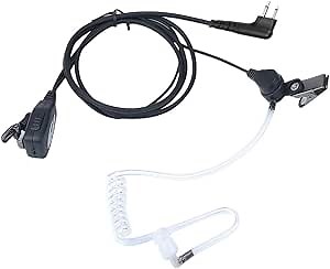 FBI Style RDM2070d Security Surveillance Transparent Acoustic Tube Earpiece Headsets with PTT Mic Surveillance Kit Compatible with Motorola CP200 CP200d CLS1410 GP300 2-Way Radio