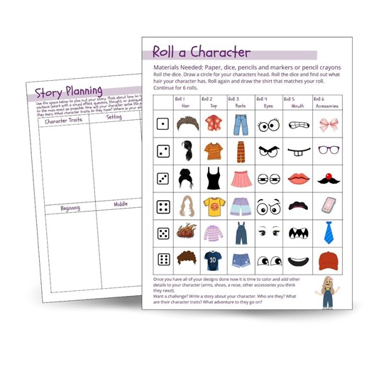 Roll a Character Writing Prompt for Kids - Etsy