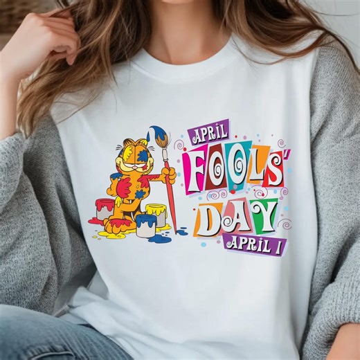 Garfield April Fools Day Shirt, Colorful Humor Graphic Tee - Etsy