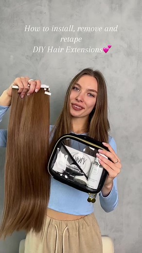 How to install, remove and retape DIY Hair Extensions💞 #diyhairextensions #diyhair #diybeauty #extensions #easyhair #affordablehairextensions #besthairextensions #humanhairextension #qualityhairextensions #athomebeauty
