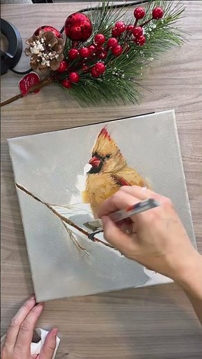 Painting a Female Cardinal in oil #paintingtutorial #birdart