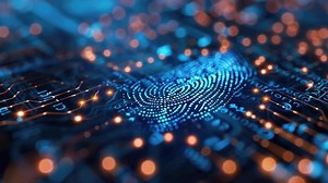 Animation of biometric security system that scans fingerprints thumbprint for access control animation 4k