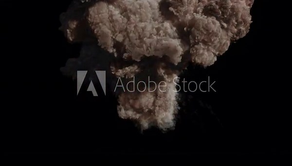 Very big ground explosion with flames and dirt and smoke shooting up - 4K Pro Res with mask pass, 60fps