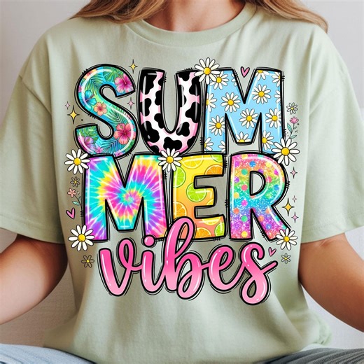 Summer Vibes PNG, Summer Sublimation, Tie Dye Lemon Citrus Daisy Cow Print (digital Download) - Etsy
