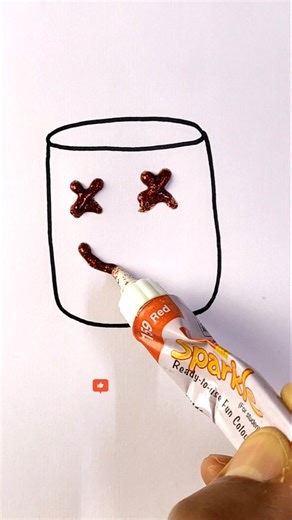 Marshmello cartoon drawing for kids | Marshmallow easy drawing #shorts #yt #drawing #kidsart