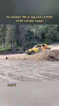 Alaskan 4th of July Car Launch: Extreme Cliff Jump Stunts!#carlaunch #extremestunts