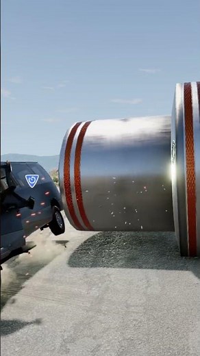 Police Car vs Impossible Obstacle #BeamNG #Physics #Fails