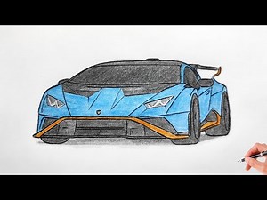 How to draw a LAMBORGHINI HURACAN STO 2021 / drawing a 3d car / coloring lamborghini huracan 2020