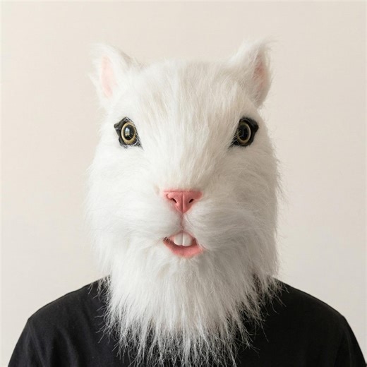Realistic White Faux Fur Bunny Mask, Creepy Halloween Cosplay Accessory - Etsy