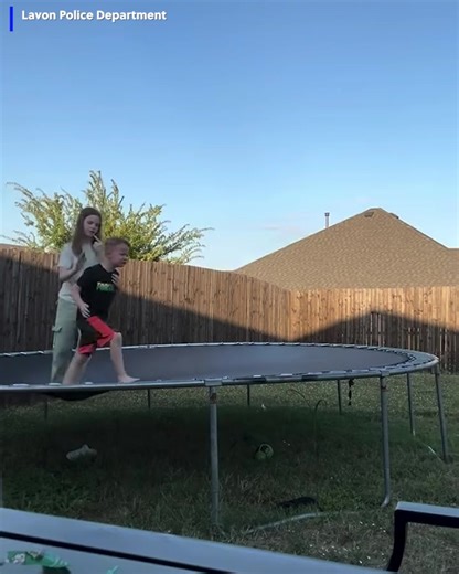 3.2M views · 23K reactions | WATCH: Heart-stopping video shows a sister jump into action to save her little brother, who was choking on candy while on a trampoline in Texas. - More> https://www.wcax.com/2025/10/10/video-shows-sister-saving-little-brother-choking-while-jumping-trampoline/ | WCAX-TV | Facebook