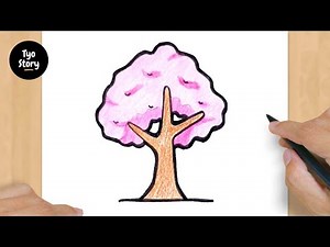 #555 How to Draw a Cherry Blossom Spring Tree - Easy Drawing Tutorial