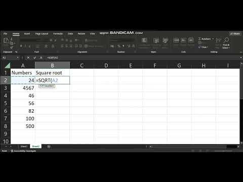 How to use SQRT function on Excel
