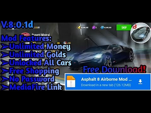 Asphalt 8 Airborne Mod Apk Version 8.0.1d | Unlocked All Cars, Unlimited Money & Gold