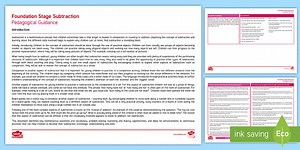EYFS Maths Pedagogical Guidance: Subtraction
